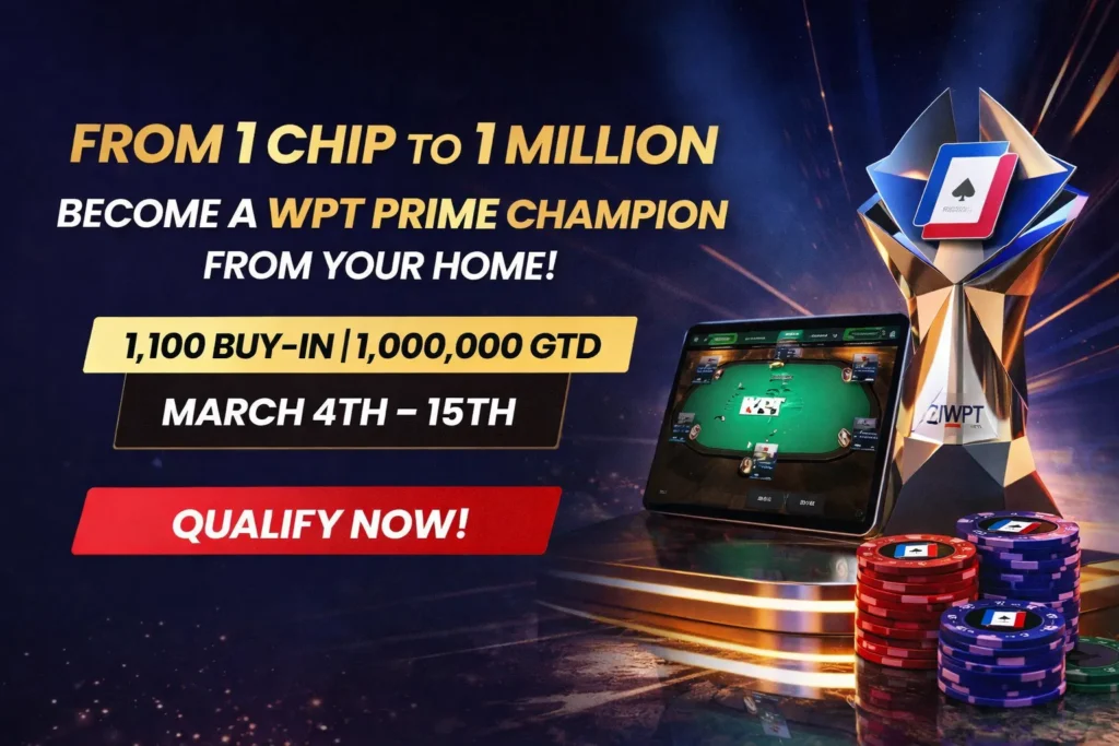 ClubWPT Gold WPT Prime online tournament with $1,000,000 guaranteed prize pool and Day 1 flights running March 4 to March 15
